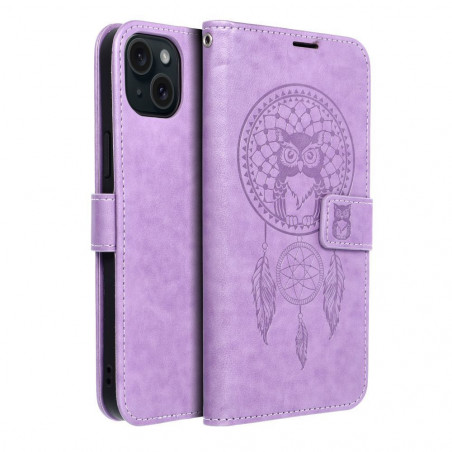 Apple iPhone 15 Plus Wallet Cases MEZZO Book Dreamcatcher  Purple