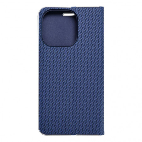 Apple iPhone 15 Pro Wallet Cases LUNA Book Carbon Carbon Fibre, Elegant Blue