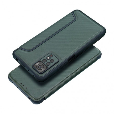 XIAOMI Redmi 12 Wallet Cases Razor Book Carbon Fibre, Carbon pattern  Dark green