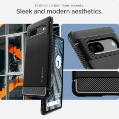 Google Pixel 7a Case Spigen Rugged Armor Carbon Fibre, Elegant  Matte black 