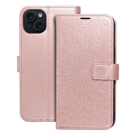 Apple iPhone 15 Plus Wallet Cases MEZZO Book Mandala  Rose gold