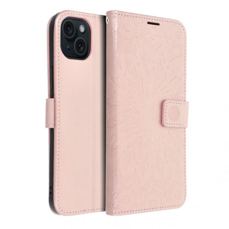 Apple iPhone 15 Plus Wallet Cases MEZZO Book Mandala  Rose gold