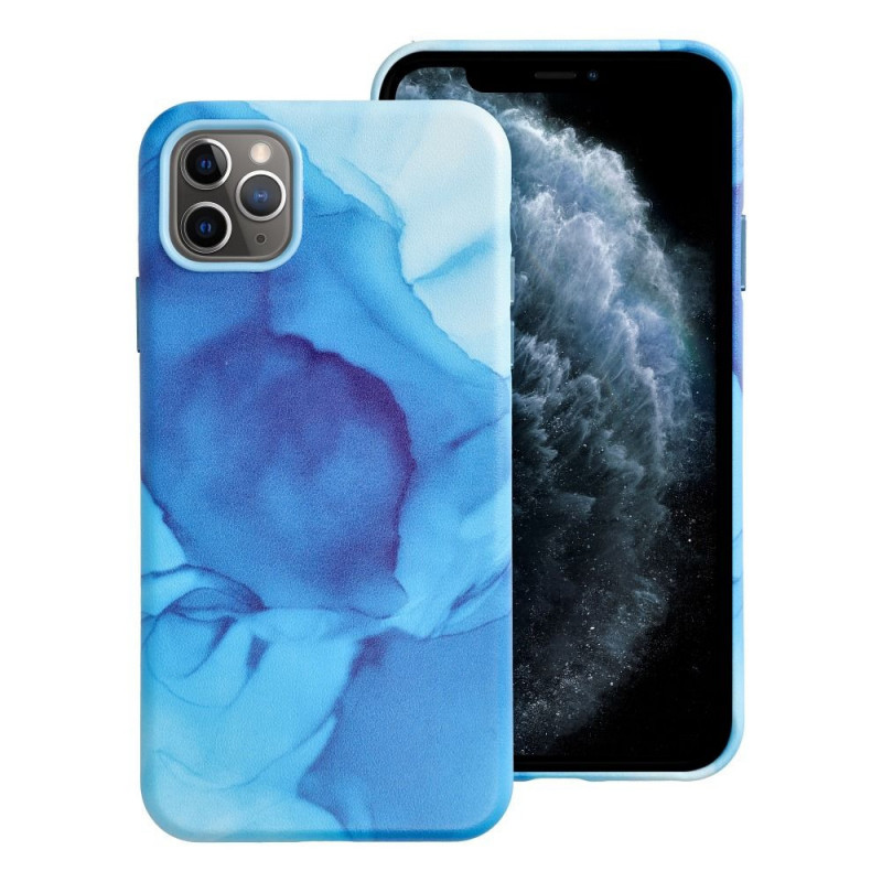 Apple iPhone 11 Pro Max Case Leather Mag Cover Elegant  MagSAFE  Blue splash 