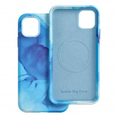 Apple iPhone 11 Pro Max Case Leather Mag Cover Elegant  MagSAFE  Blue splash 