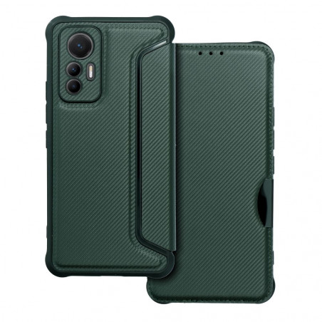 XIAOMI 12 Lite Wallet Cases Razor Book Carbon Fibre, Carbon pattern  Dark green 