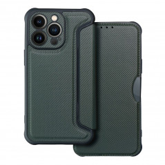 Apple iPhone 13 Pro Wallet Cases Razor Book Carbon Fibre, Carbon pattern  Dark green 