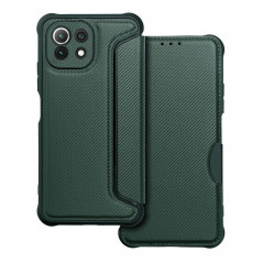 XIAOMI Mi 11 Lite 5G Wallet Cases Razor Book Carbon Fibre, Carbon pattern  Dark green 