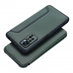 XIAOMI Redmi Note 11 Pro Wallet Cases Razor Book Carbon Fibre, Carbon pattern  Dark green 