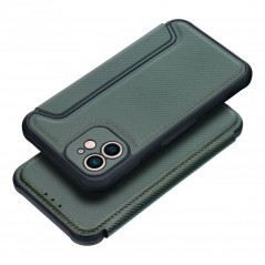 Apple iPhone 12 Wallet Cases Razor Book Carbon Fibre, Carbon pattern  Dark green