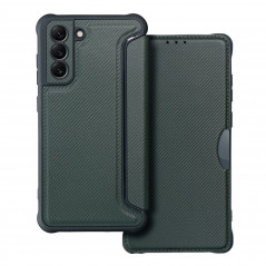 Samsung Galaxy S21 FE 5G Wallet Cases Razor Book Carbon Fibre, Carbon pattern  Dark green 