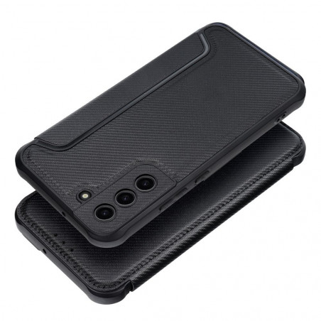 Samsung Galaxy S22 Plus Wallet Cases Razor Book Carbon Fibre, Carbon pattern  Black 