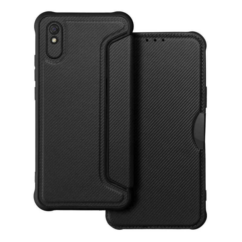 XIAOMI Redmi 9AT Wallet Cases Razor Book Carbon Fibre, Carbon pattern  Black 