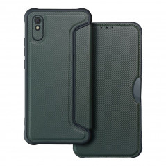 XIAOMI Redmi 9AT Wallet Cases Razor Book Carbon Fibre, Carbon pattern  Dark green