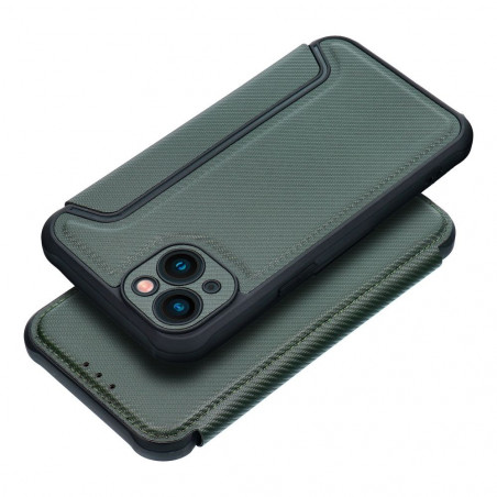 Apple iPhone 13 Wallet Cases Razor Book Carbon Fibre, Carbon pattern  Dark green