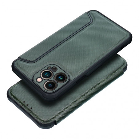 Apple iPhone 13 Pro Max Wallet Cases Razor Book Carbon Fibre, Carbon pattern  Dark green 