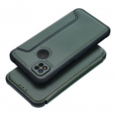 XIAOMI Redmi 9A Wallet Cases Razor Book Carbon Fibre, Carbon pattern  Dark green 