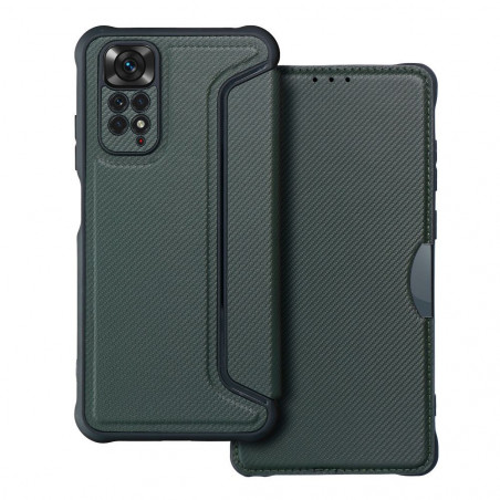 XIAOMI Redmi Note 11 Wallet Cases Razor Book Carbon Fibre, Carbon pattern  Dark green 