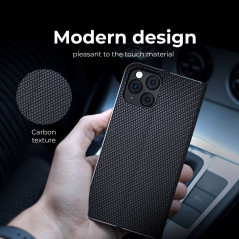 Samsung Galaxy A33 Wallet Cases LUNA Book Carbon Carbon Fibre, Elegant  Black 