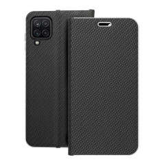 Samsung Galaxy A12 Wallet Cases LUNA Book Carbon Carbon Fibre, Elegant  Black 