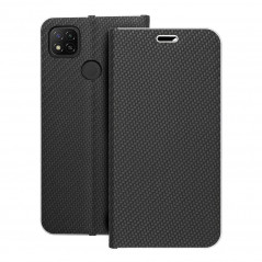 XIAOMI Redmi 9A Wallet Cases LUNA Book Carbon Carbon Fibre, Elegant  Black 