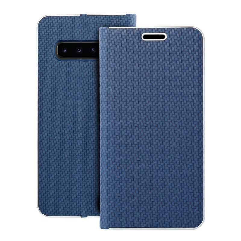 Samsung Galaxy S10 Wallet Cases LUNA Book Carbon Carbon Fibre, Elegant  Blue 