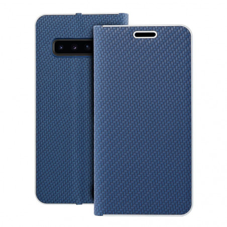 Samsung Galaxy S10 Wallet Cases LUNA Book Carbon Carbon Fibre, Elegant  Blue 