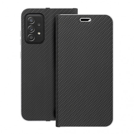 Samsung Galaxy A52 5G Wallet Cases LUNA Book Carbon Carbon Fibre, Elegant  Black 