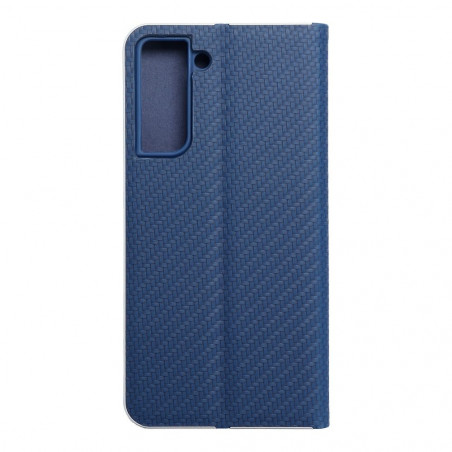 Samsung Galaxy S21 FE 5G Wallet Cases LUNA Book Carbon Carbon Fibre, Elegant  Blue 