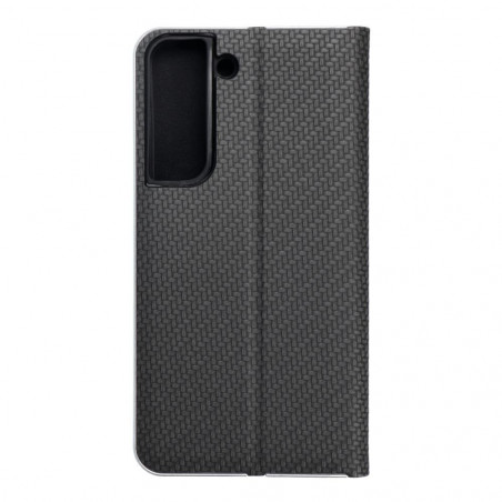 Samsung Galaxy S22 Wallet Cases LUNA Book Carbon Carbon Fibre, Elegant  Black 