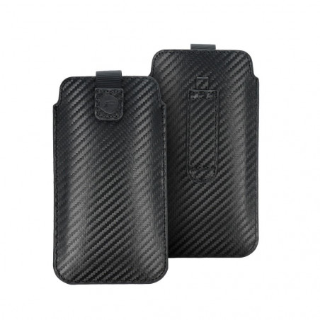 XIAOMI Redmi 9A Univerzálne puzdro Pocket Carbon Carbon pattern  Black 