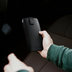 XIAOMI Redmi 9C Univerzálne puzdro Pocket Carbon Carbon pattern  Black 