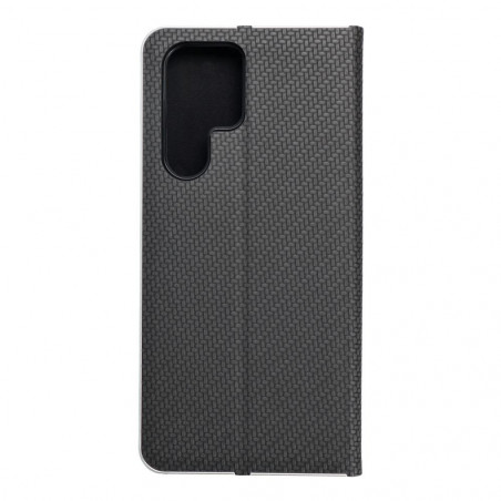 Samsung Galaxy S22 Ultra Wallet Cases LUNA Book Carbon Carbon Fibre, Elegant  Black 