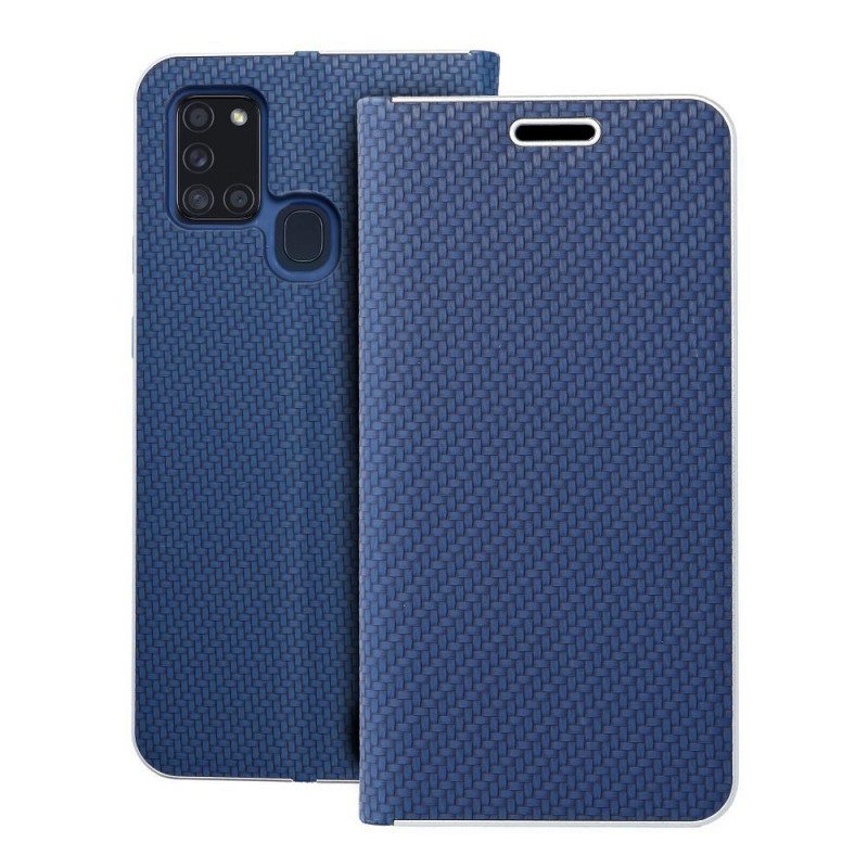 Samsung Galaxy A21s Wallet Cases LUNA Book Carbon Carbon Fibre, Elegant  Blue 