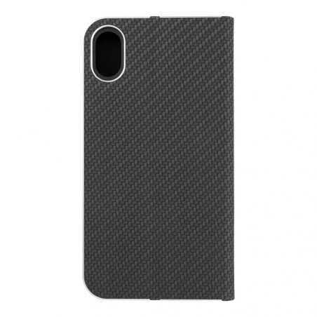 Apple iPhone XR Wallet Cases LUNA Book Carbon Carbon Fibre, Elegant  Black 