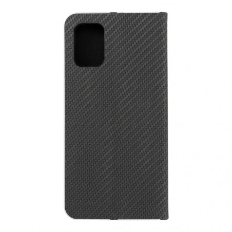 Samsung Galaxy A71 LTE Wallet Cases LUNA Book Carbon Carbon Fibre, Elegant  Black 