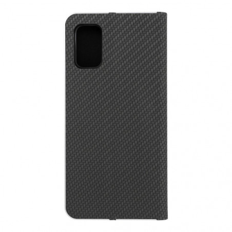 Samsung Galaxy A41 Wallet Cases LUNA Book Carbon Carbon Fibre, Elegant  Black 