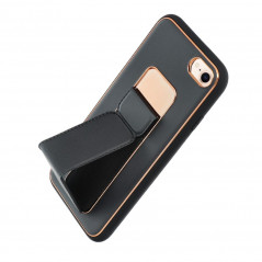 Apple iPhone 7 Case LEATHER Case Kickstand Black 