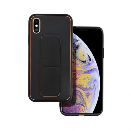 Apple iPhone XS Case LEATHER Case Kickstand Black