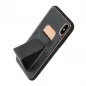 Apple iPhone XS Case LEATHER Case Kickstand Black 