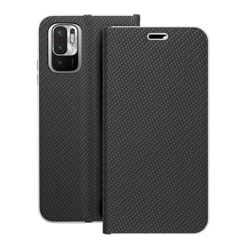 XIAOMI Redmi Note 10 Wallet Cases LUNA Book Carbon Carbon Fibre, Elegant  Black 