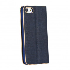 Apple iPhone 8 Wallet Cases LUNA Book Gold Elegant  Navy blue 