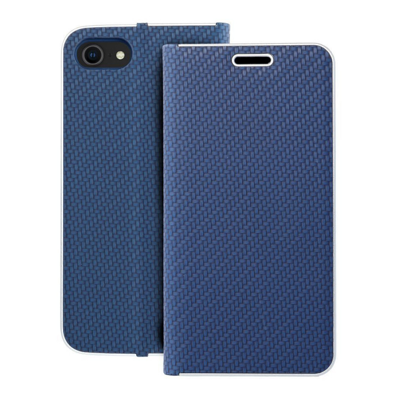 Apple iPhone 7 Wallet Cases LUNA Book Carbon Carbon Fibre, Elegant  Blue 