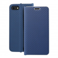 Apple iPhone 8 Wallet Cases LUNA Book Carbon Carbon Fibre, Elegant  Blue 