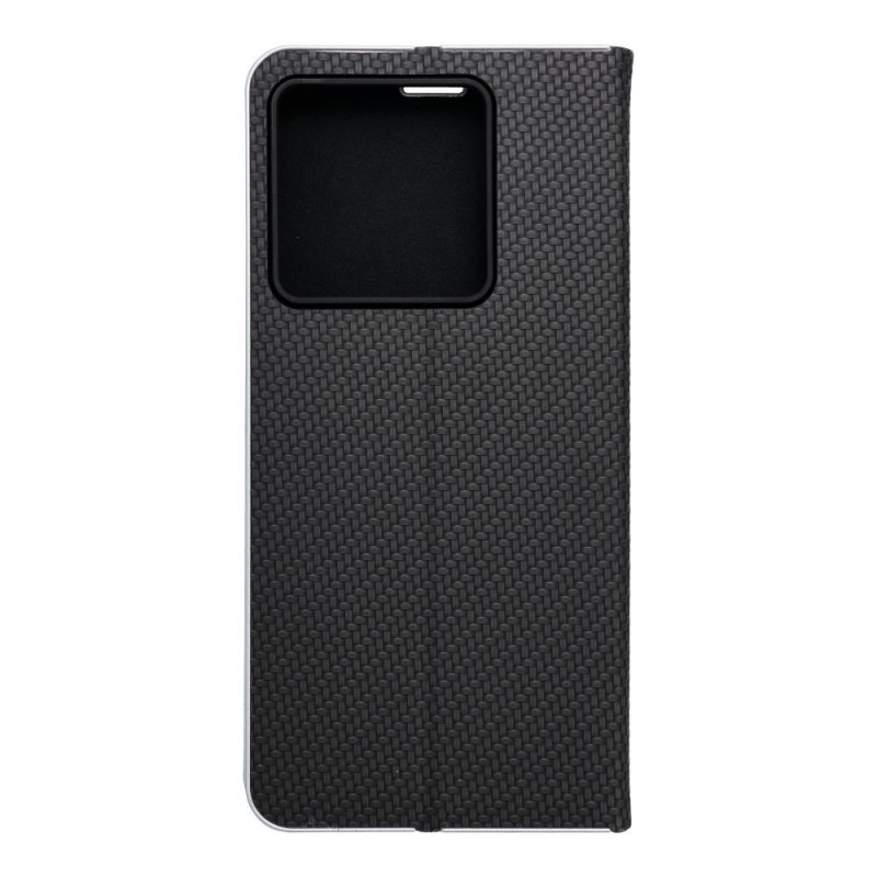 XIAOMI 13T Wallet Cases LUNA Book Carbon Carbon Fibre, Elegant  Black 