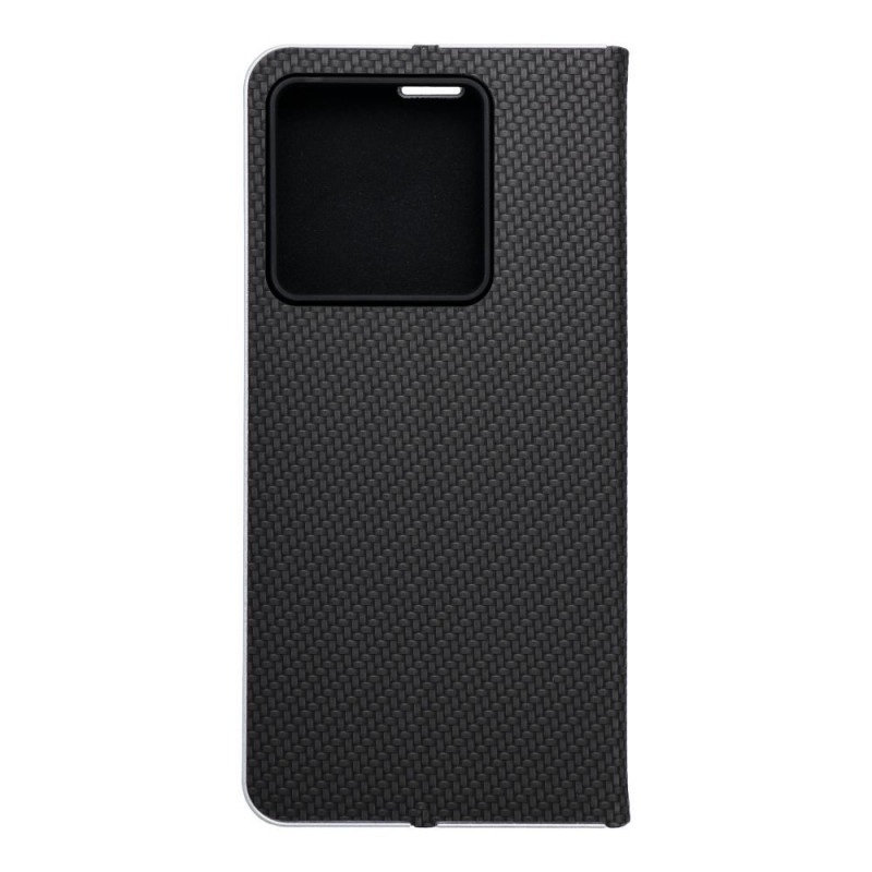 XIAOMI 13T Wallet Cases LUNA Book Carbon Carbon Fibre, Elegant  Black 