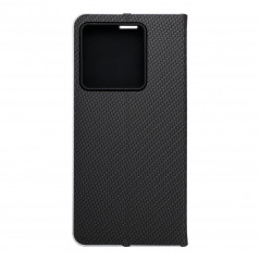 XIAOMI 13T Pro Wallet Cases LUNA Book Carbon Carbon Fibre, Elegant  Black 