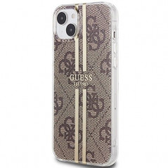 Apple iPhone 15 Plus Case Guess 4G Gold Stripe Elegant  Brown 