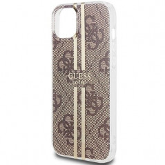 Apple iPhone 15 Plus Case Guess 4G Gold Stripe Elegant  Brown 