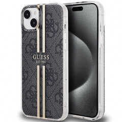 Apple iPhone 15 Plus Case Guess 4G Gold Stripe Elegant  Black