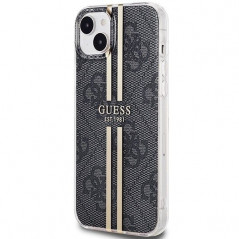 Apple iPhone 15 Plus Case Guess 4G Gold Stripe Elegant  Black 